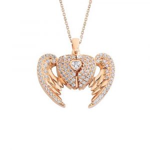 925 Ayar Gümüş İsim Yazılı Melek Figürlü Kadın Kolye