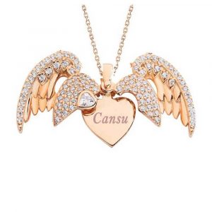 Alternative view of 925 Ayar Gümüş İsim Yazılı Melek Figürlü Kadın Kolye