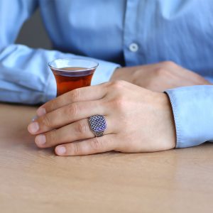 Alternative view of 925 Ayar Gümüş Örgü Model Taşsız Erkek Yüzük