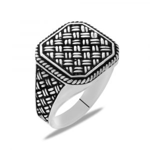 925 Ayar Gümüş Örgü Model Taşsız Erkek Yüzük