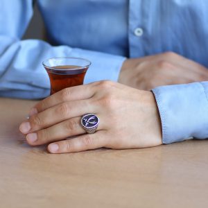 Alternative view of Hz Ali Zülfikar Kılıcı Temalı Taşsız 925 Ayar Gümüş Erkek Yüzük