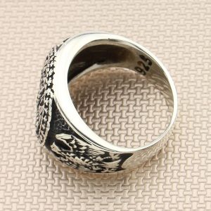 Alternative view of 925 Ayar Gümüş Selçuklu Kartalı Motifli Taşsız Erkek Yüzük