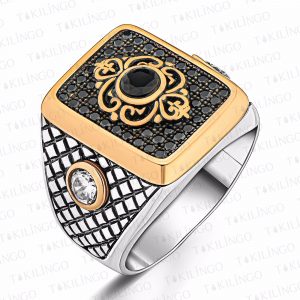 Alternative view of 925 Ayar Gümüş Siyah Mikro Zirkon Taşlı Vintage Butik Usta İşi Erkek Yüzük