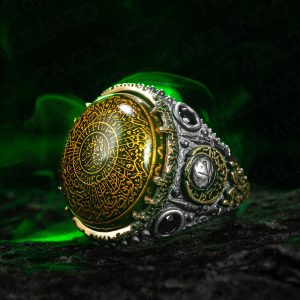 925 Ayar Gümüş İnşirah Suresi İşlemeli Dualı Usta İşi Erkek Yüzük