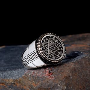 925 Ayar Gümüş Grek Model Süleyman Mührü Erkek Yüzük