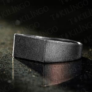 925 Ayar Gümüş Siyah Rodyum Kaplama Sade Taşsız Erkek Yüzük