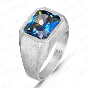 Alternative view of 925 Ayar Gümüş Topaz Taşlı Sade Erkek Yüzük