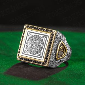 925 Ayar Gümüş İnşirah Suresi İşlemeli Usta İşi Erkek Yüzük