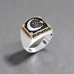 925 Ayar Gümüş Ayyıldız Telkari Model Erkek Yüzük