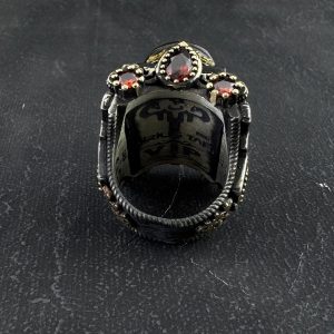 Alternative view of 925 Ayar Gümüş Allah Lafzı Dualı Tabanca Motifli Usta İşi Erkek Yüzük